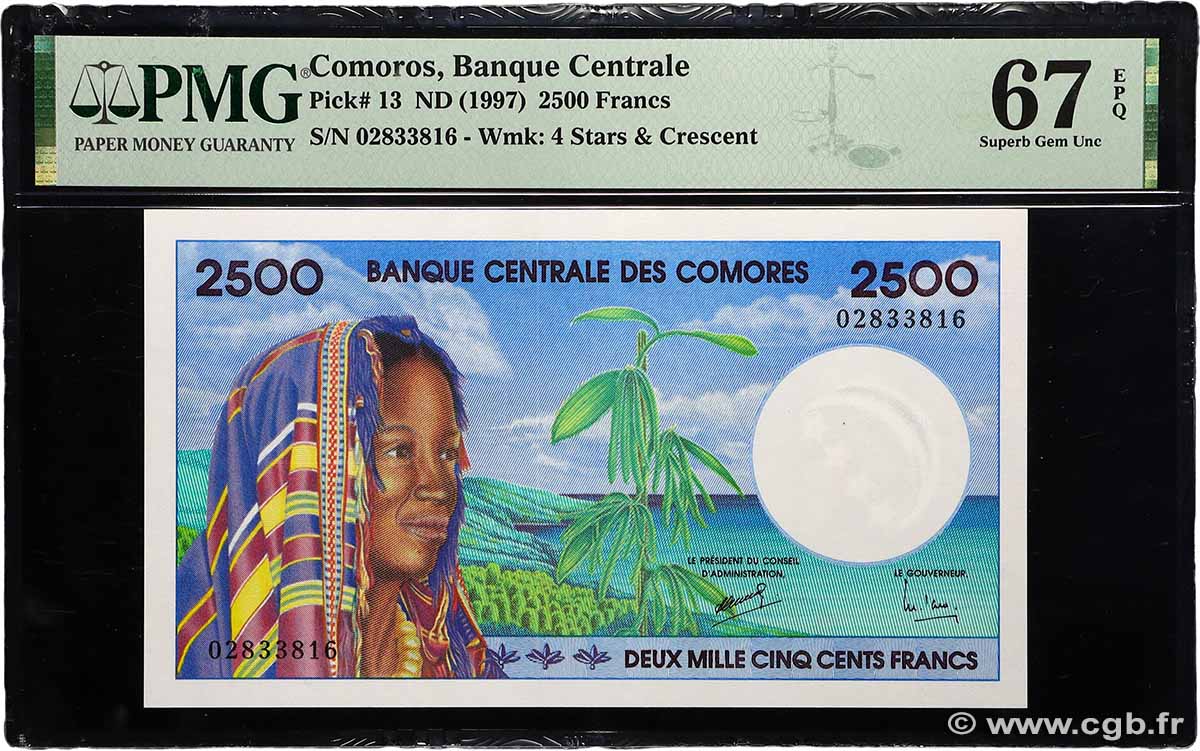 2500 Francs COMORES  1997 P.13 NEUF