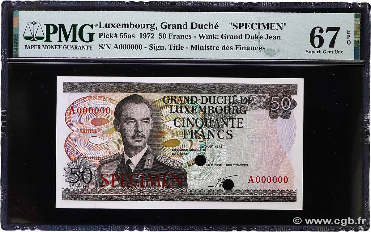 50 Francs Spécimen LUXEMBOURG  1972 P.55as NEUF