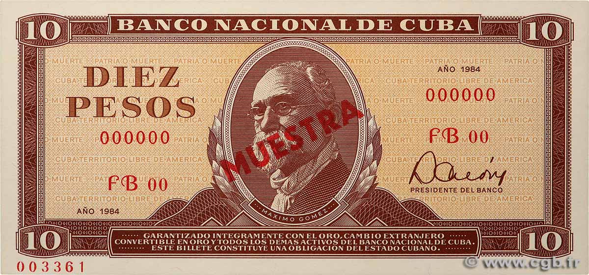 10 Pesos Spécimen KUBA  1984 P.104cs ST