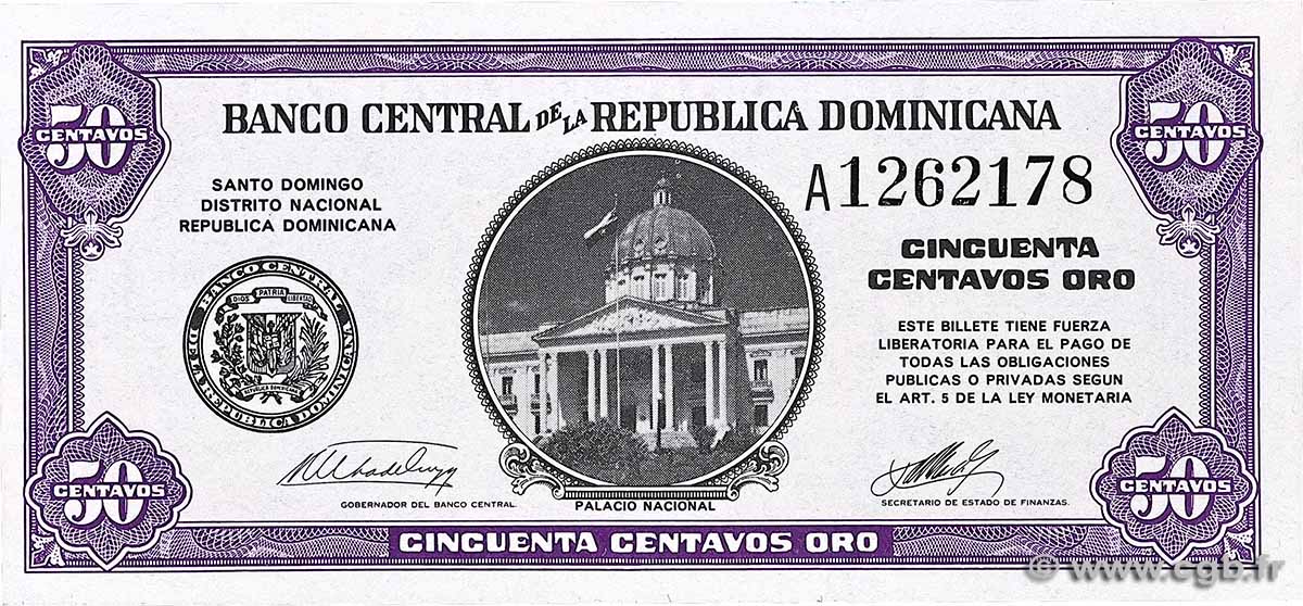 50 Centavos Oro RÉPUBLIQUE DOMINICAINE  1961 P.089a UNC