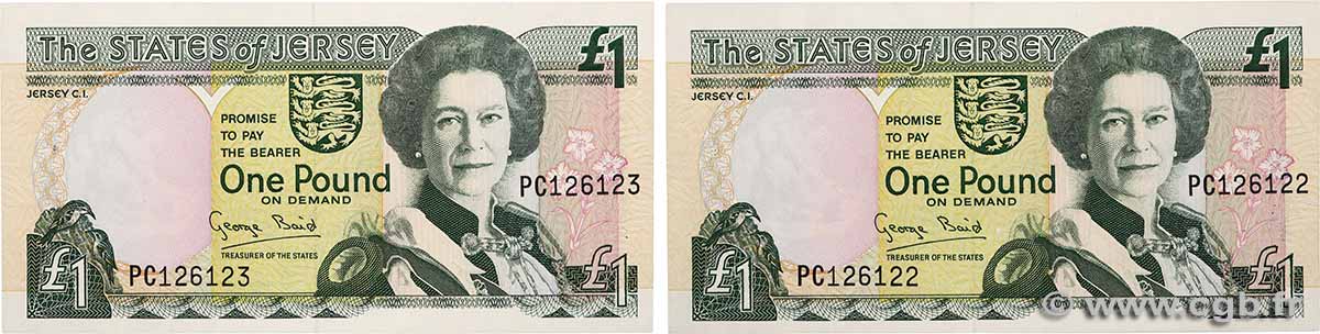 1 Pound Consécutifs JERSEY  1993 P.20a UNC