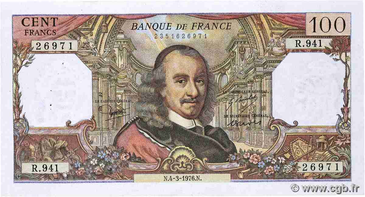 100 Francs CORNEILLE FRANCE  1976 F.65.52 VF
