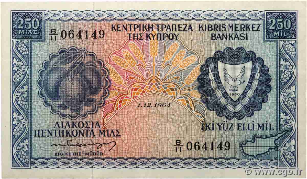250 Mils CHYPRE  1964 P.41a TTB+