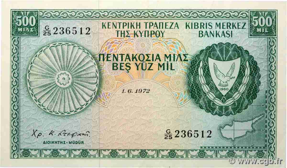 500 Mils CHYPRE  1972 P.42a SUP