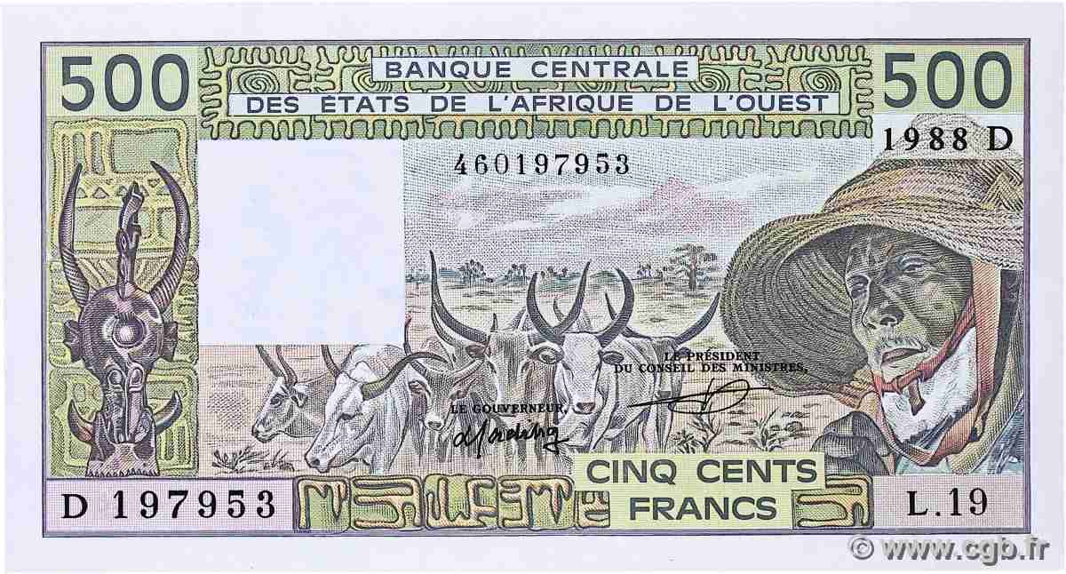 500 Francs WEST AFRICAN STATES  1988 P.405Da VF+