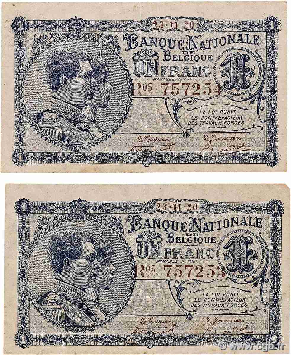 1 Franc Consécutifs BÉLGICA  1920 P.092 MBC