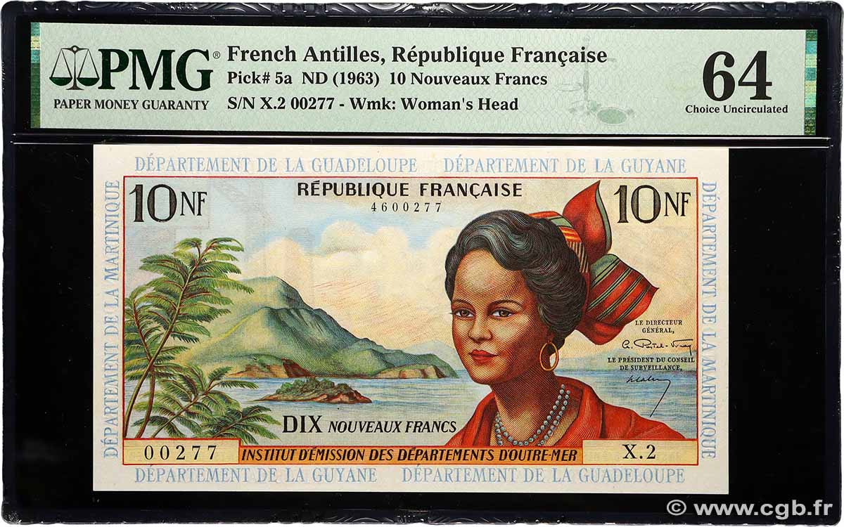 10 Nouveaux Francs FRENCH ANTILLES  1962 P.05a SC