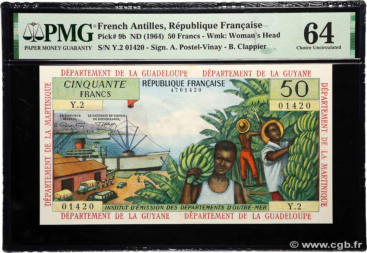 50 Francs FRENCH ANTILLES  1964 P.09b SC+