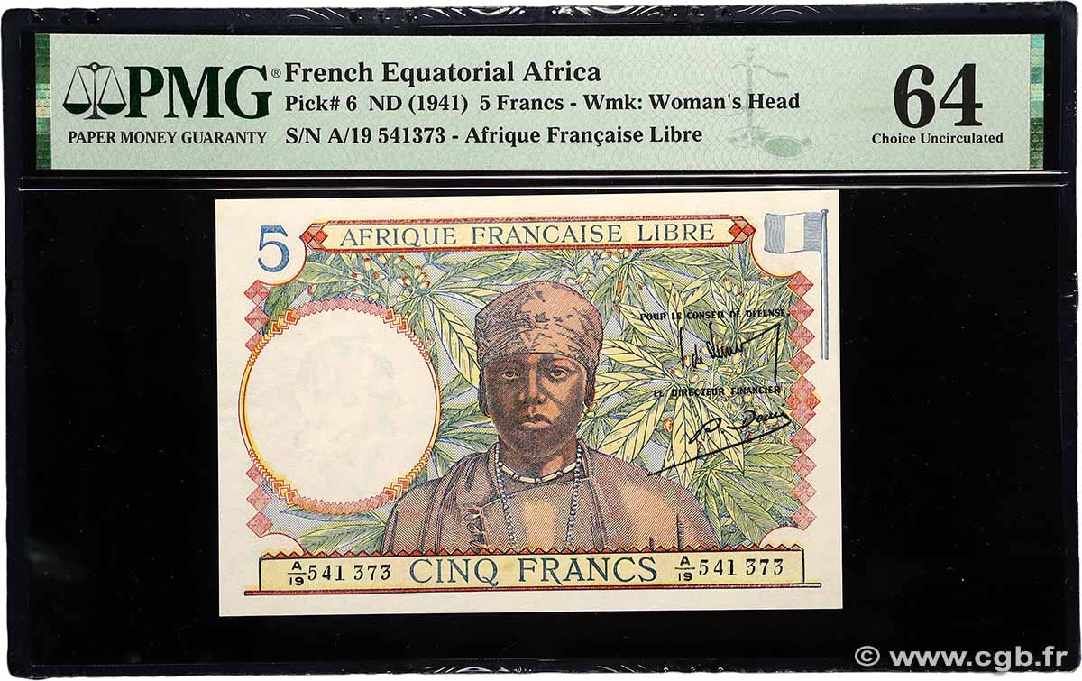 5 Francs type 1941 AFRIQUE ÉQUATORIALE FRANÇAISE Brazzaville 1943 A.114b pr.NEUF