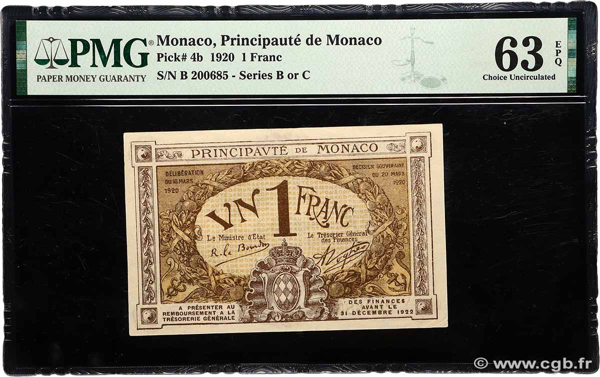 1 Franc MONACO  1920 P.04b pr.NEUF