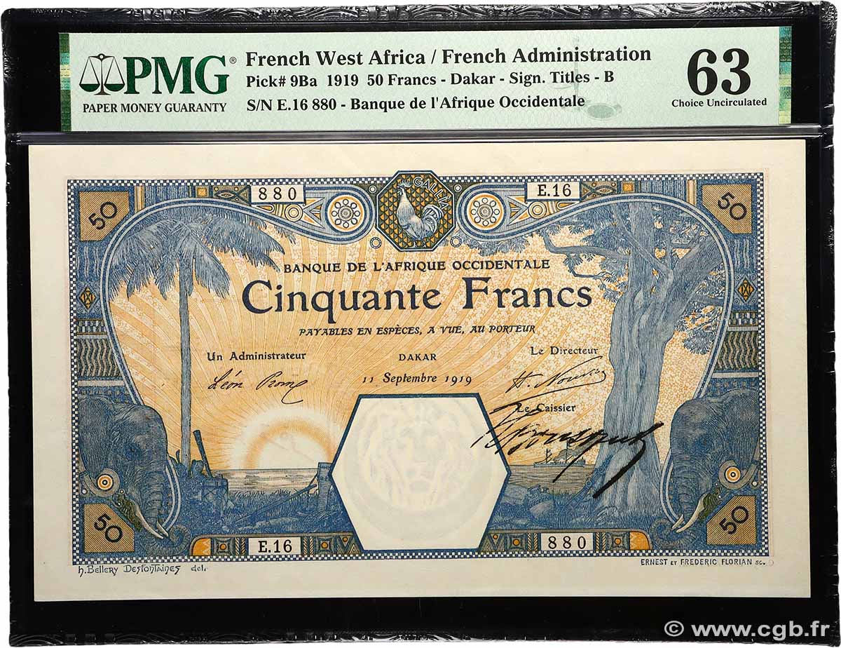 50 Francs DAKAR AFRIQUE OCCIDENTALE FRANÇAISE (1895-1958) Dakar 1919 P.09Ba pr.NEUF