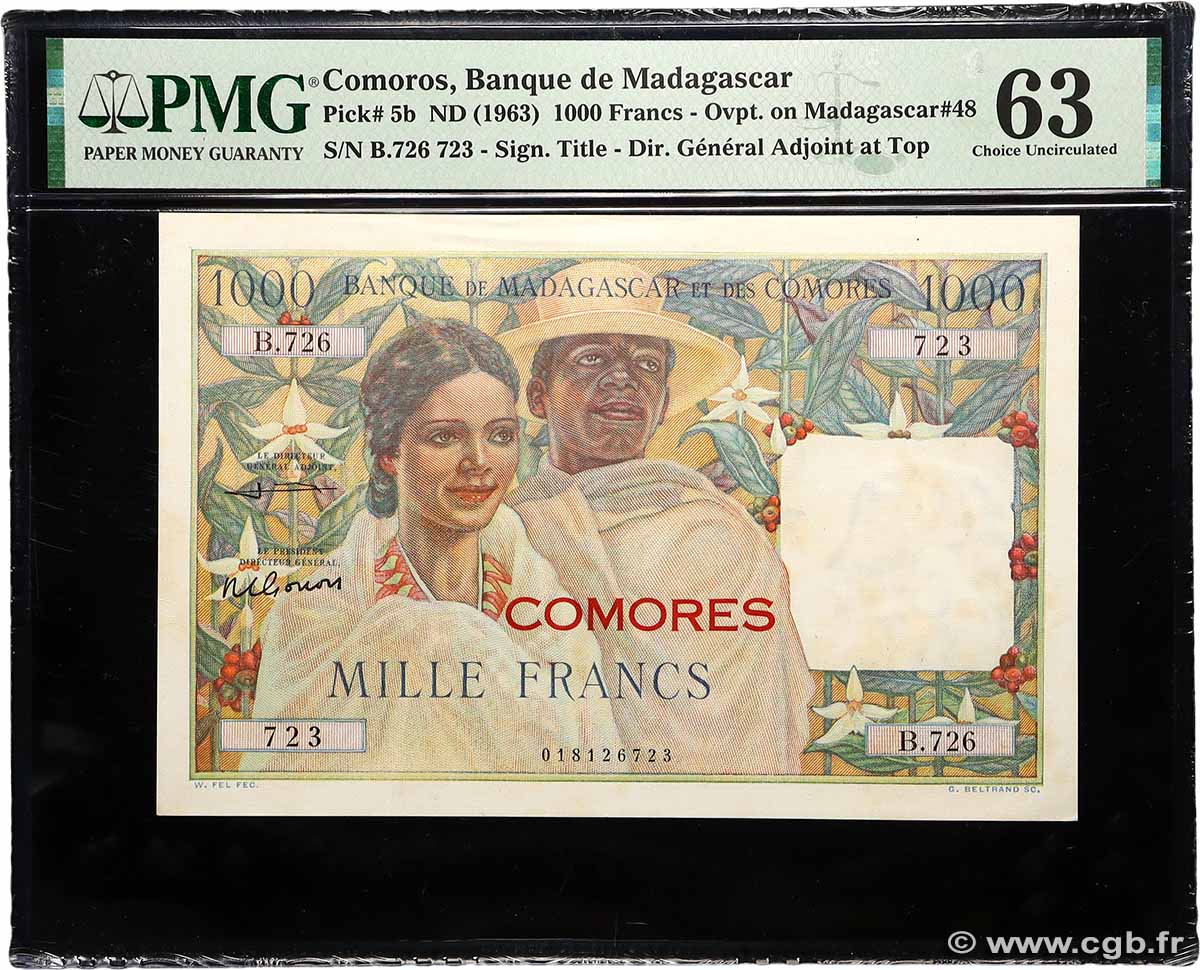 1000 Francs COMORAS  1963 P.05b SC+