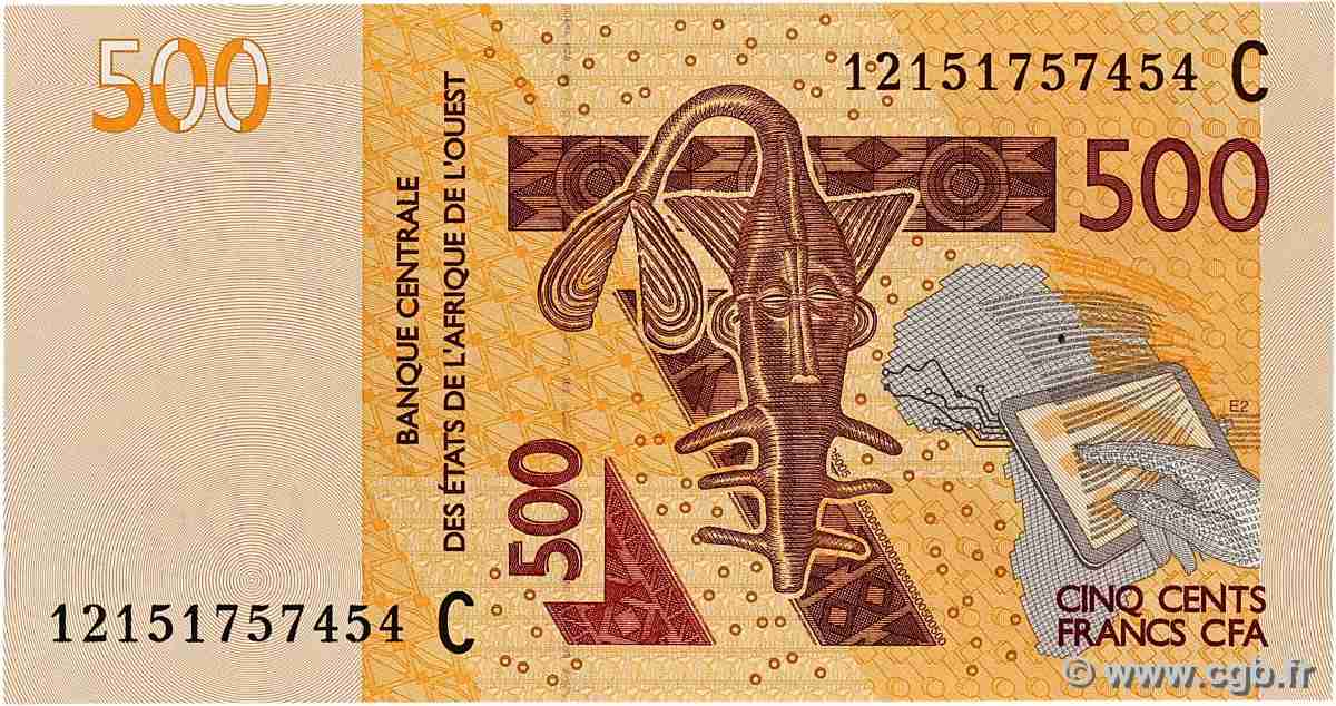 500 Francs WEST AFRICAN STATES  2012 P. 319Ca UNC