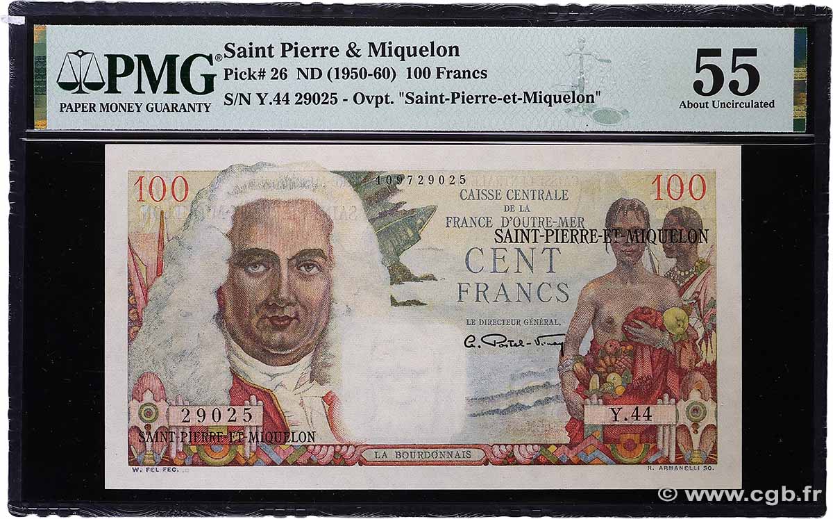 100 Francs La Bourdonnais SAINT-PIERRE UND MIQUELON  1950 P.26 fST