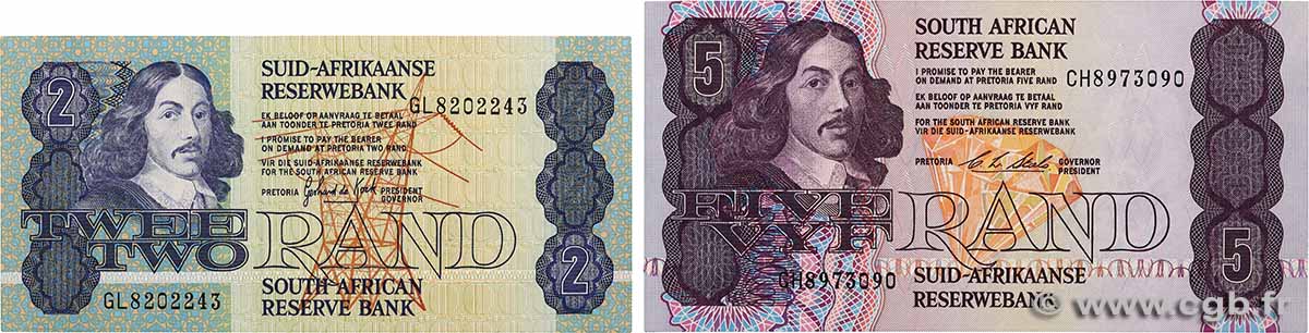 2 et 5 Rand Lot AFRIQUE DU SUD  1983 P.118d et P.119e NEUF