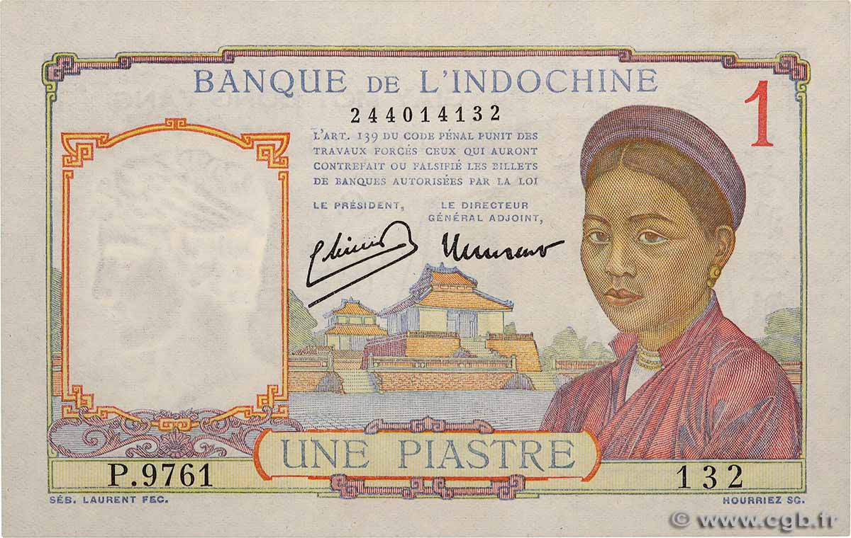 1 Piastre FRENCH INDOCHINA  1949 P.054e UNC-
