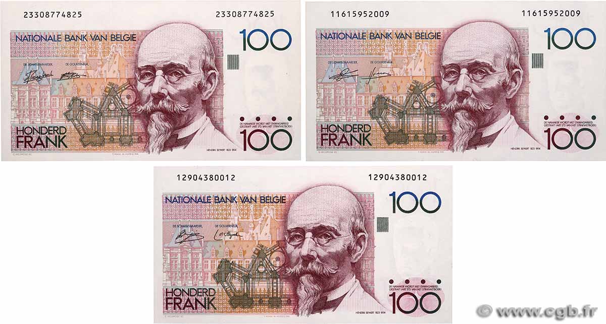 100 Francs Lot BELGIQUE  1978 P.140a et P.142a NEUF