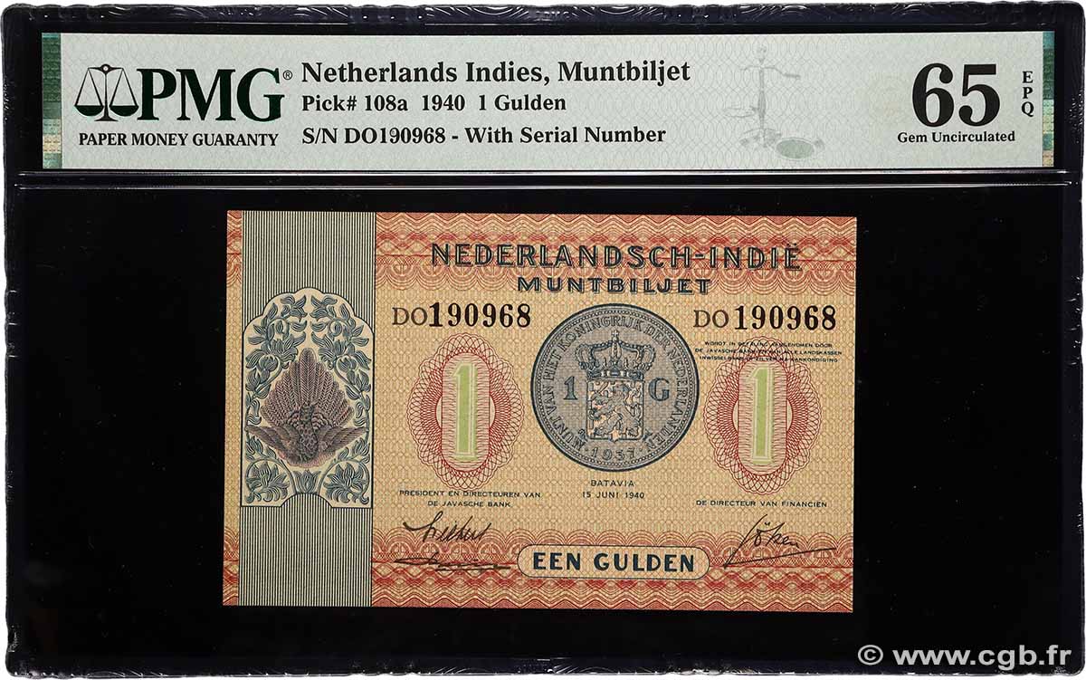 1 Gulden NETHERLANDS INDIES  1940 P.108a UNC