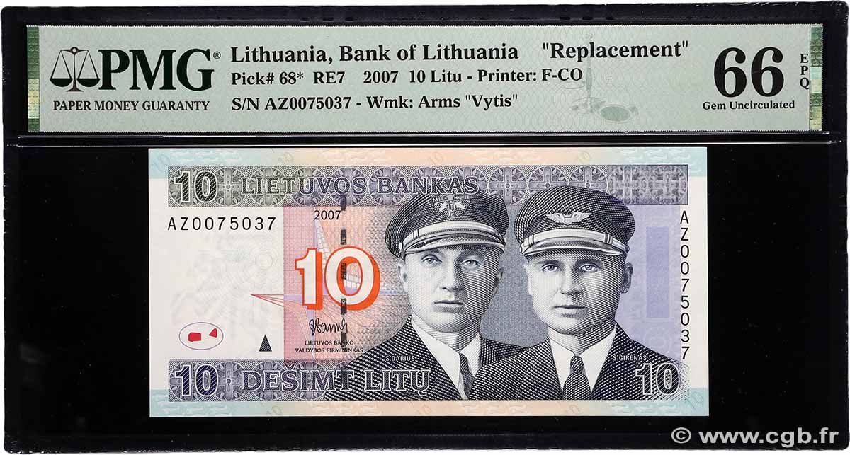 10 Litu Remplacement LITUANIE  2007 P.68r NEUF