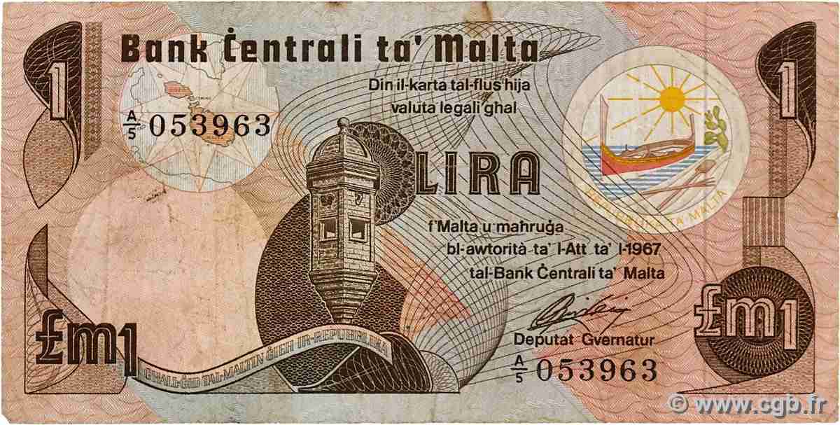 1 Lira MALTA  1979 P.34a F