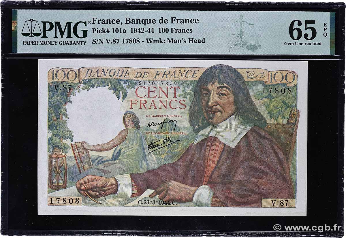 100 Francs DESCARTES FRANCE  1944 F.27.05 NEUF