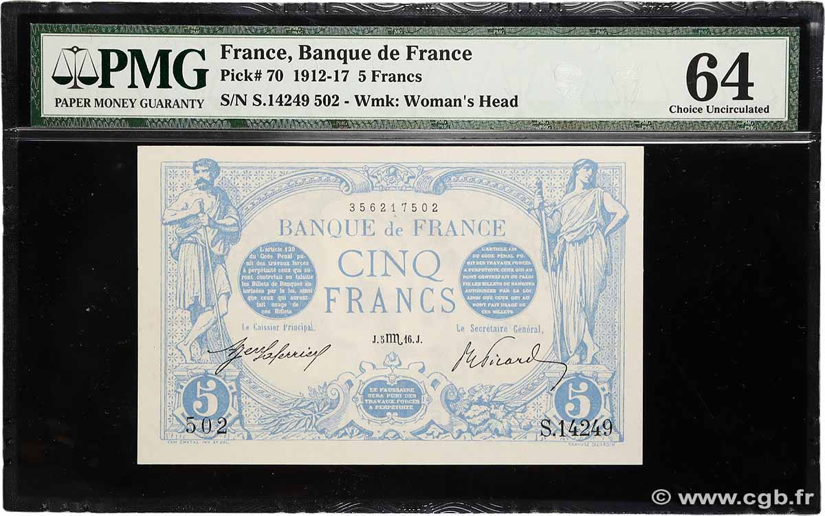 5 Francs BLEU FRANCE  1916 F.02.44 pr.NEUF