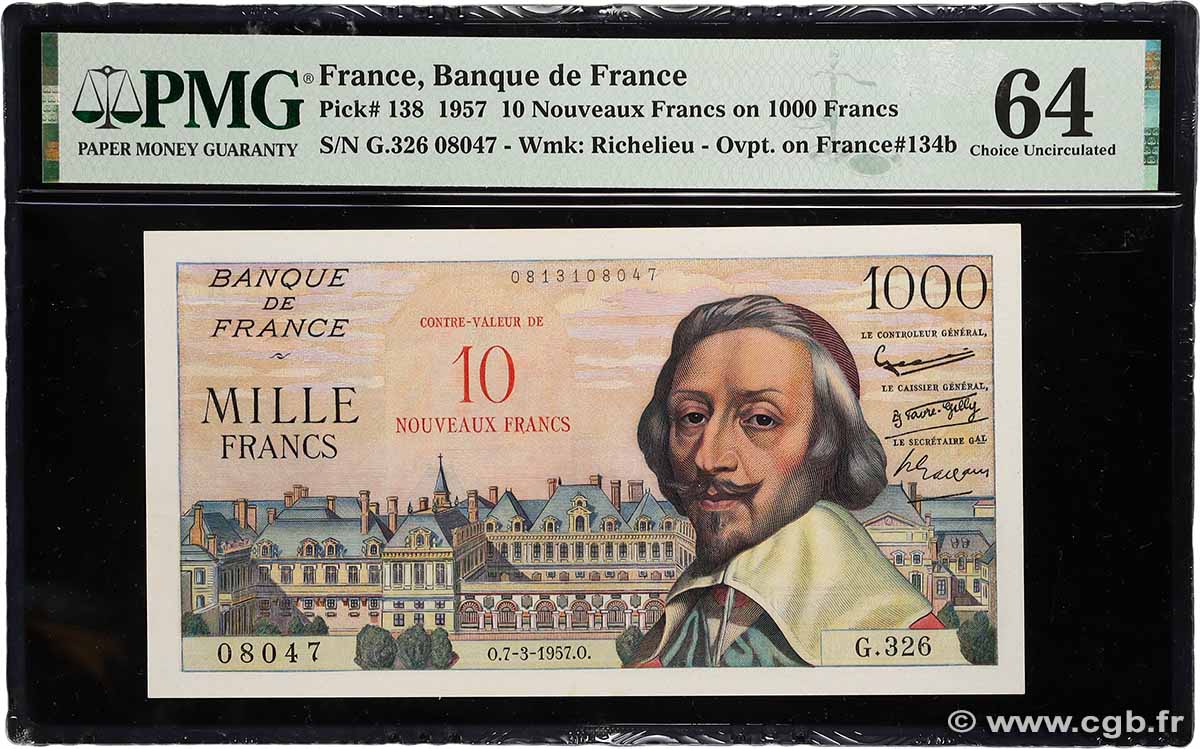 10 NF sur 1000 Francs RICHELIEU FRANCE  1957 F.53.01 pr.NEUF