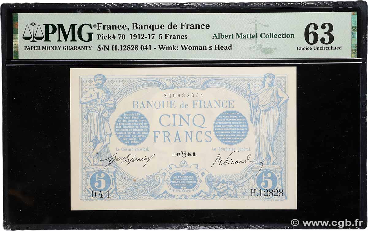 5 Francs BLEU lion inversé FRANCE  1916 F.02bis.04 pr.NEUF