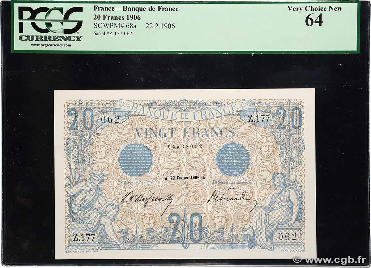 20 Francs BLEU FRANCE  1906 F.10.01 pr.NEUF
