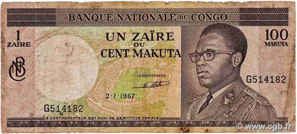 1 Zaïre - 100 Makuta CONGO, DEMOCRATIQUE REPUBLIC  1967 P.012a G
