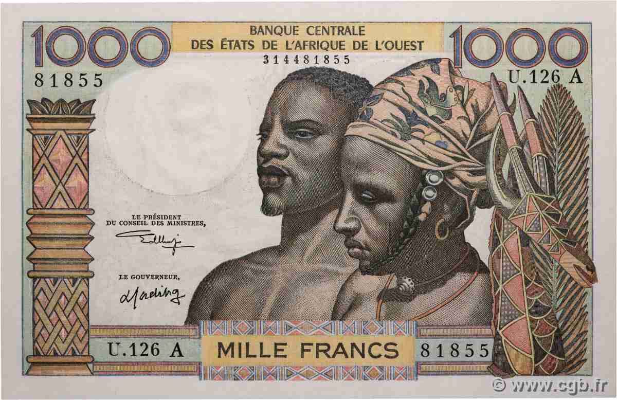 1000 Francs WEST AFRIKANISCHE STAATEN  1966 P.103Ak fST