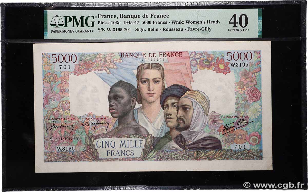 5000 Francs EMPIRE FRANÇAIS FRANCE  1947 F.47.58 VF+