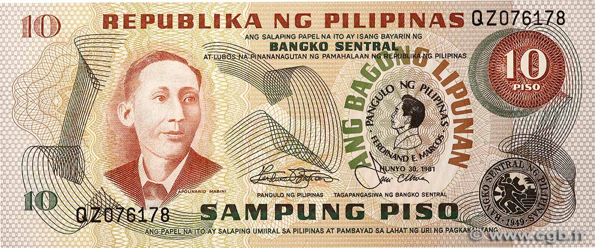 10 Piso Commémoratif PHILIPPINES  1981 P.167a NEUF