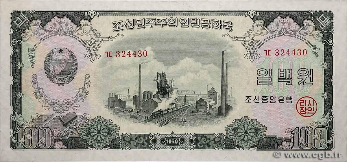 100 Won CORÉE DU NORD  1959 P.17 SPL+