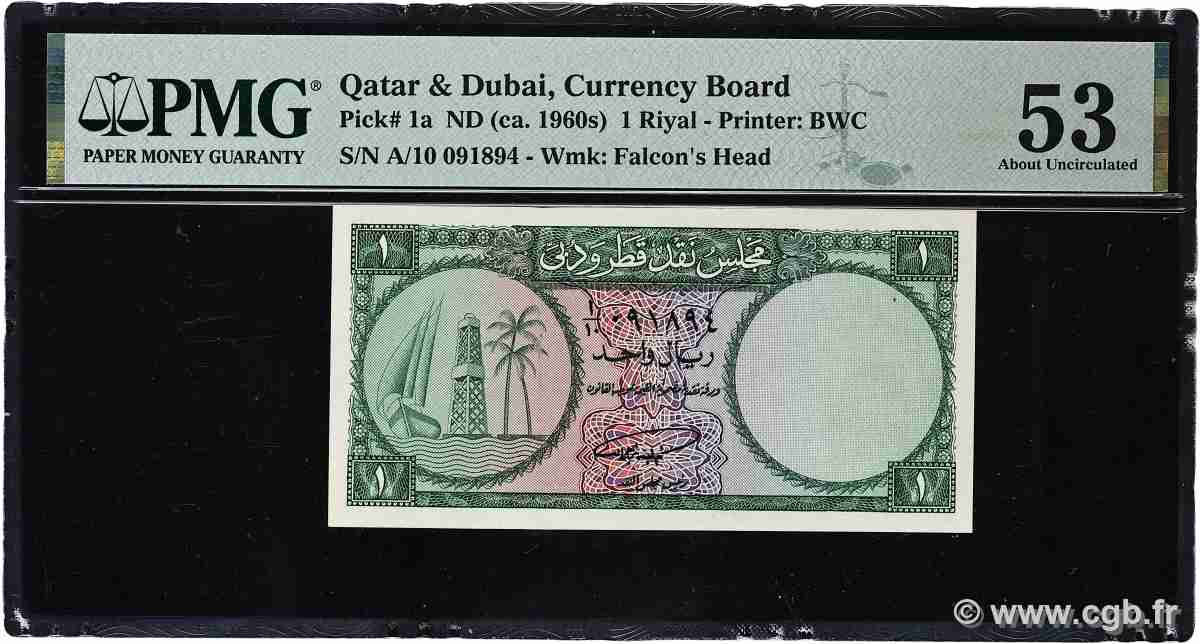 1 Riyal QATAR und DUBAI  1960 P.01a VZ+