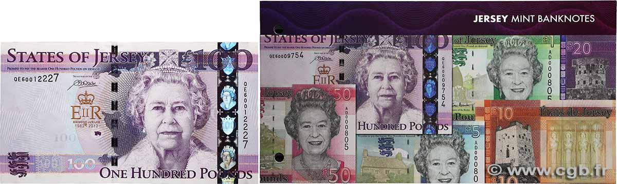 100 Pounds Set de présentation JERSEY  2012 P.37a NEUF