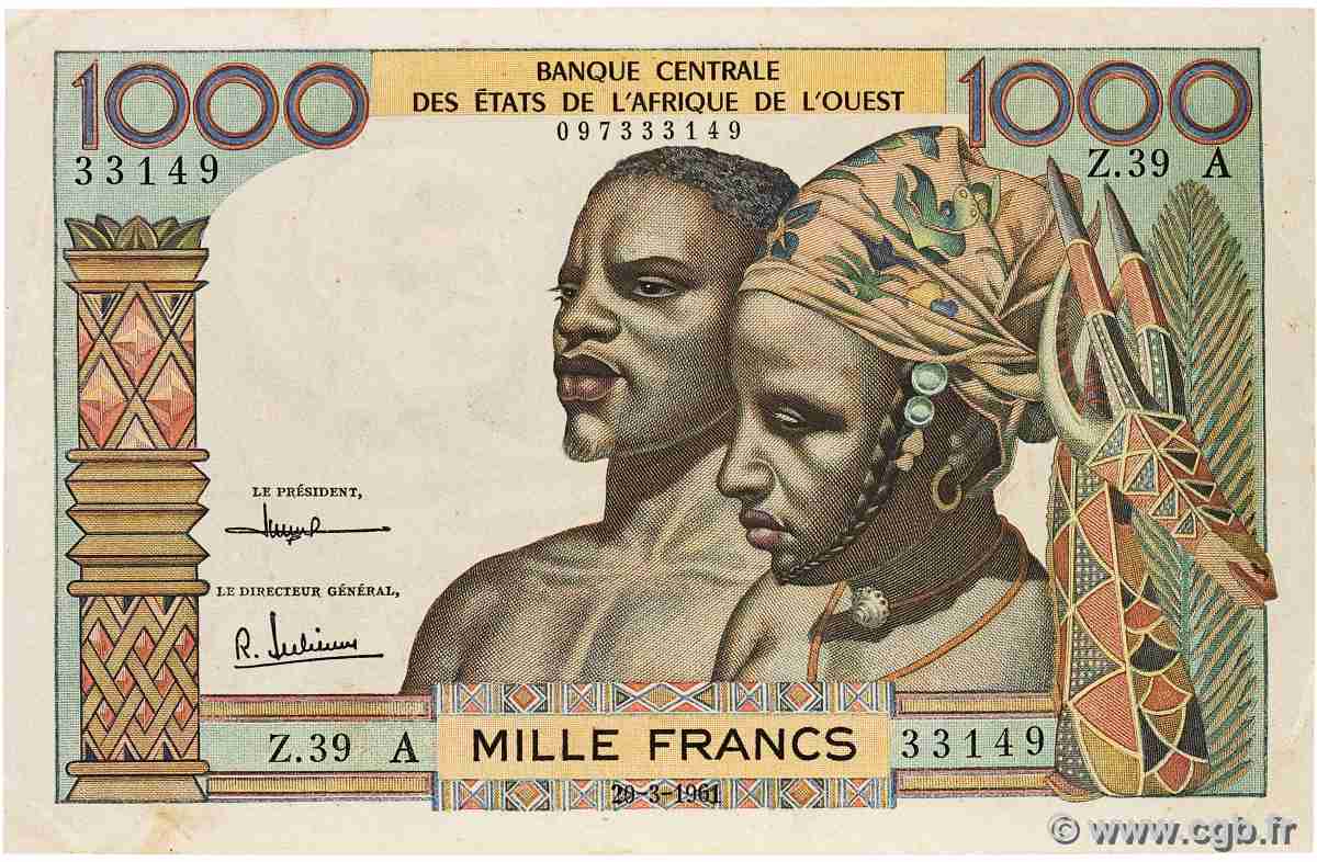 1000 Francs STATI AMERICANI AFRICANI  1961 P.103Ac SPL+