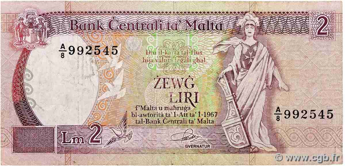 2 Liri MALTA  1989 P.41 VG