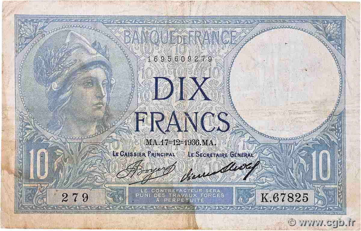 10 Francs MINERVE FRANCIA  1936 F.06.17 RC+