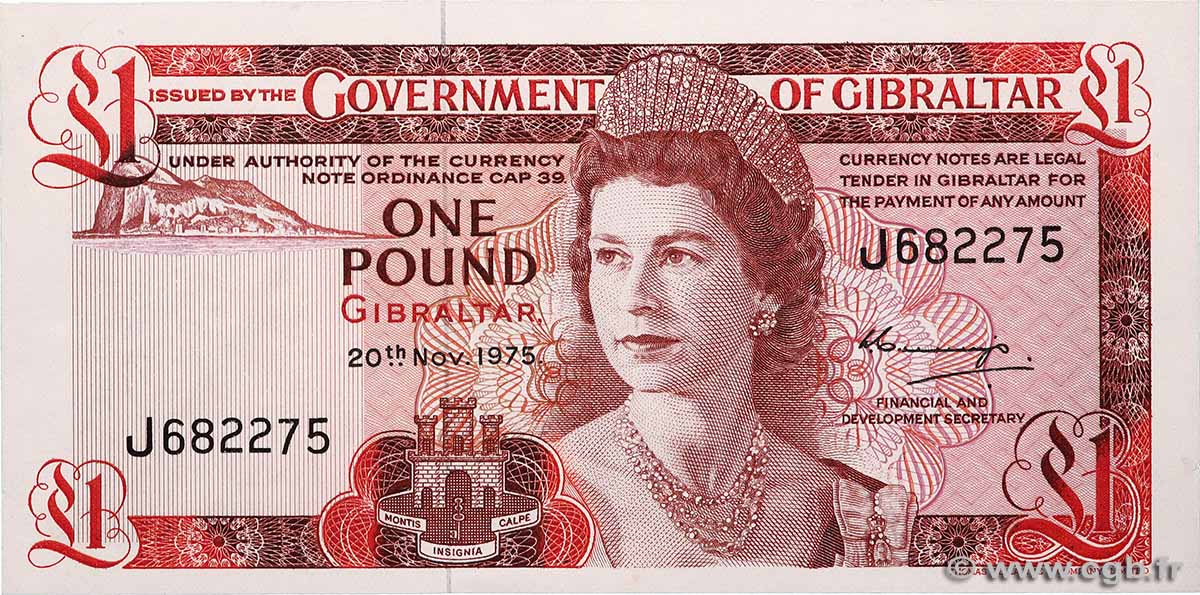 1 Pound GIBRALTAR  1975 P.20a SPL+