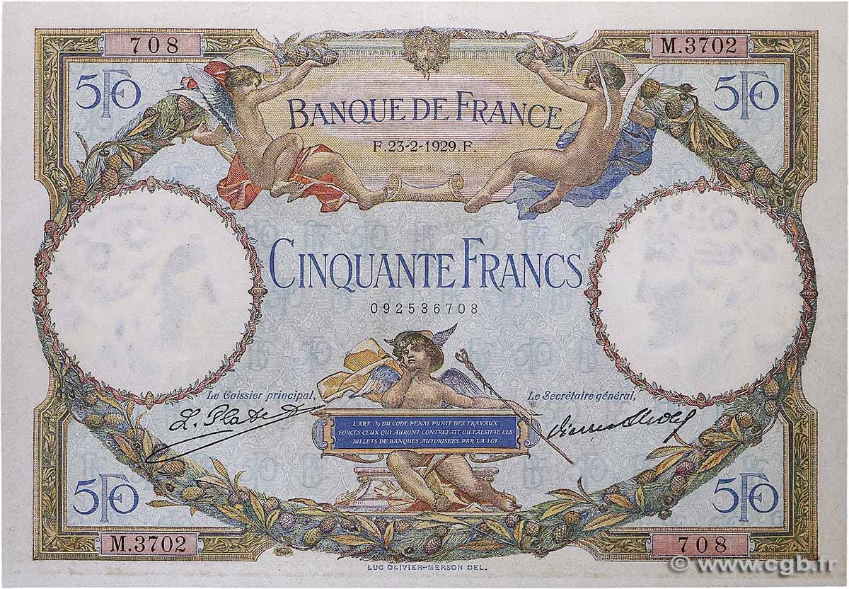 50 Francs LUC OLIVIER MERSON FRANCE  1929 F.15.03 SUP+