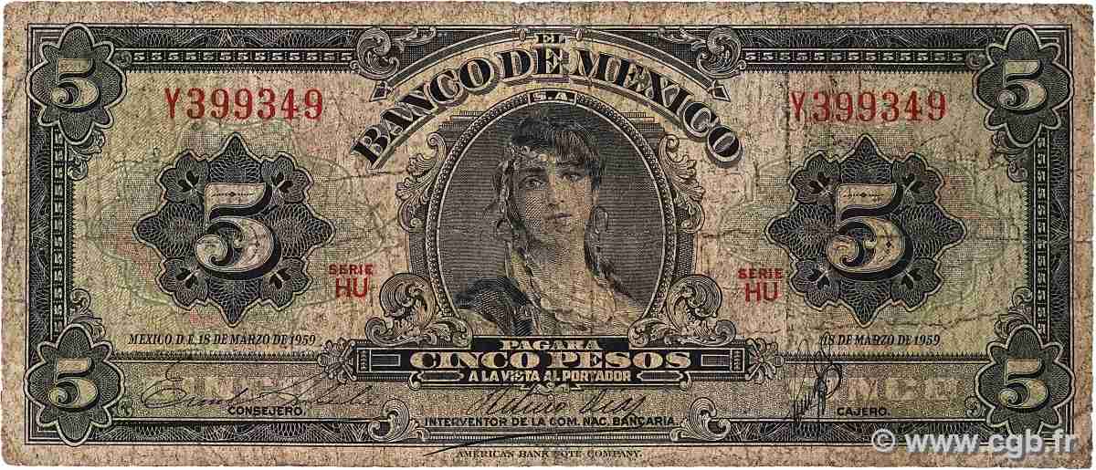 5 Pesos MEXIQUE  1959 P.060e B