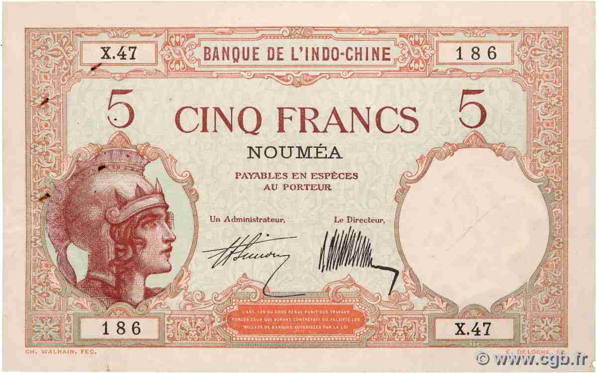 5 Francs NOUVELLE CALÉDONIE  1927 P.36a VF