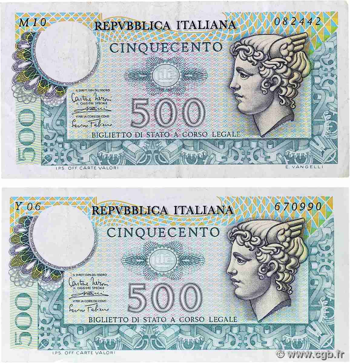 500 Lire Lot ITALIE  1979 P.094 pr.TTB