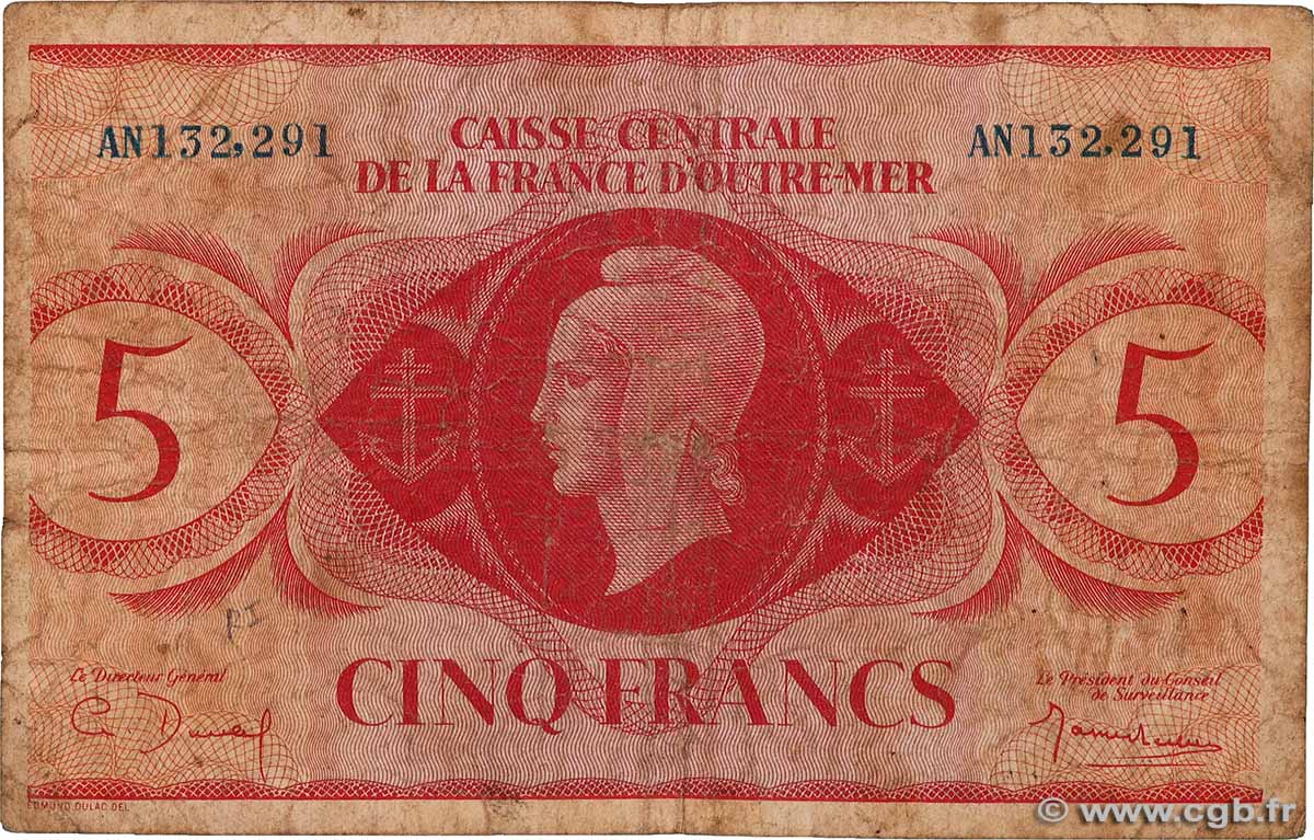 5 Francs REUNION INSEL  1944 P.36 fS