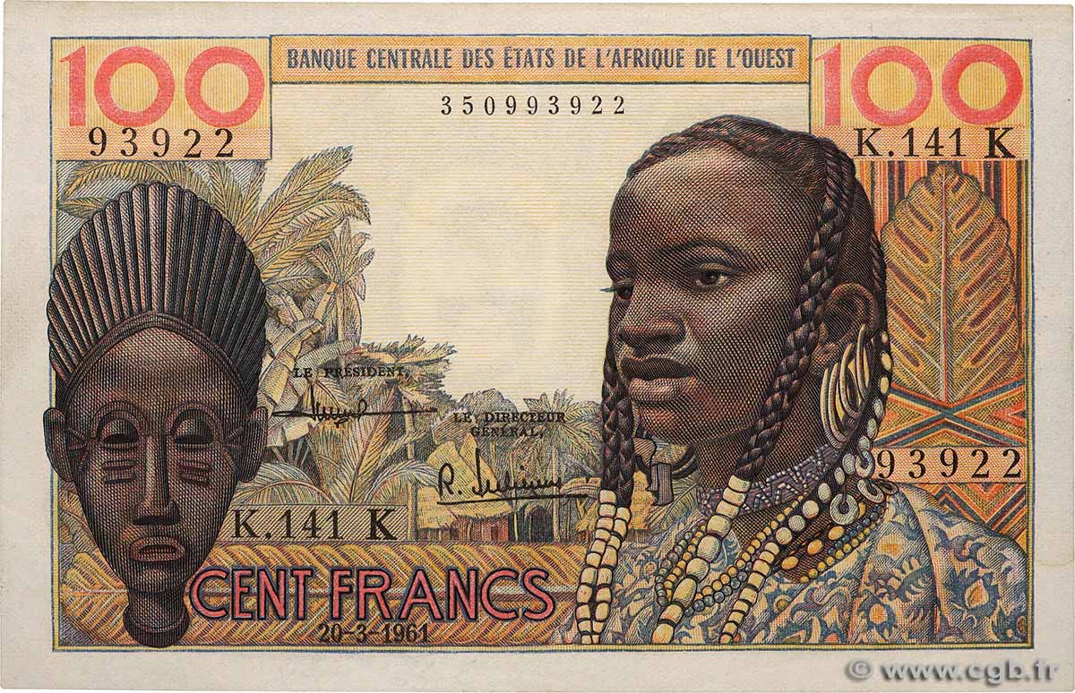 100 Francs ÉTATS DE L&nbsp;AFRIQUE DE L&nbsp;OUEST  1961 P.701Kb SUP
