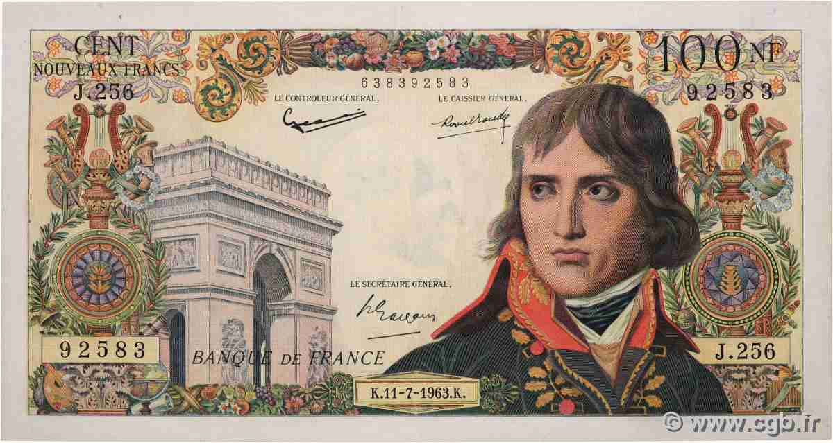 100 Nouveaux Francs BONAPARTE FRANCE  1963 F.59.22 XF-