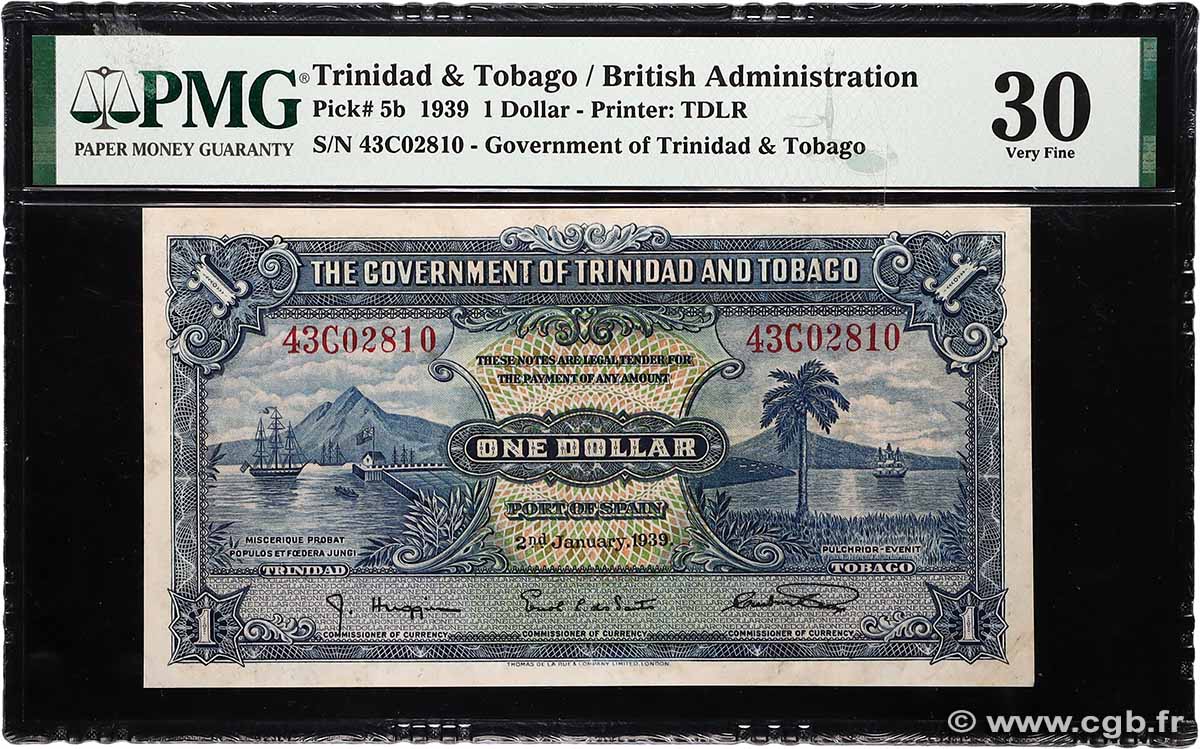 1 Dollar TRINIDAD and TOBAGO  1939 P.05b VF