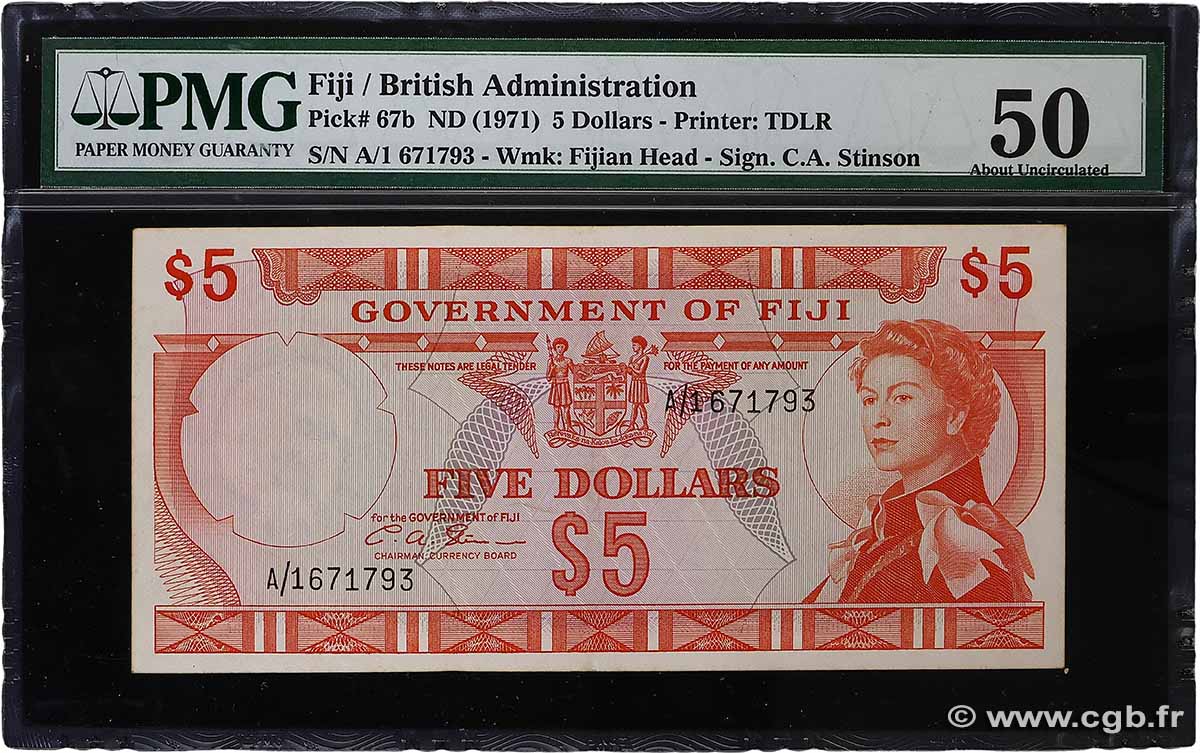 5 Dollars FIDJI  1971 P.067b SUP+