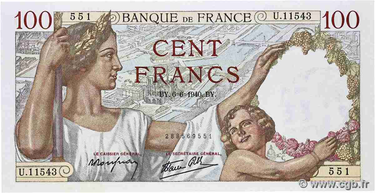 100 Francs SULLY FRANCIA  1940 F.26.31 q.FDC